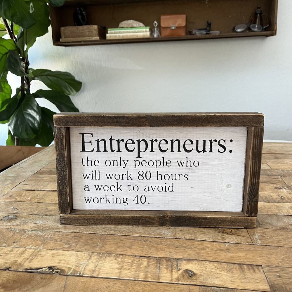 Vintage-Style Handmade Entrepreneurs Sign Home Decor Rustic Wood Frame 7 x 13 in